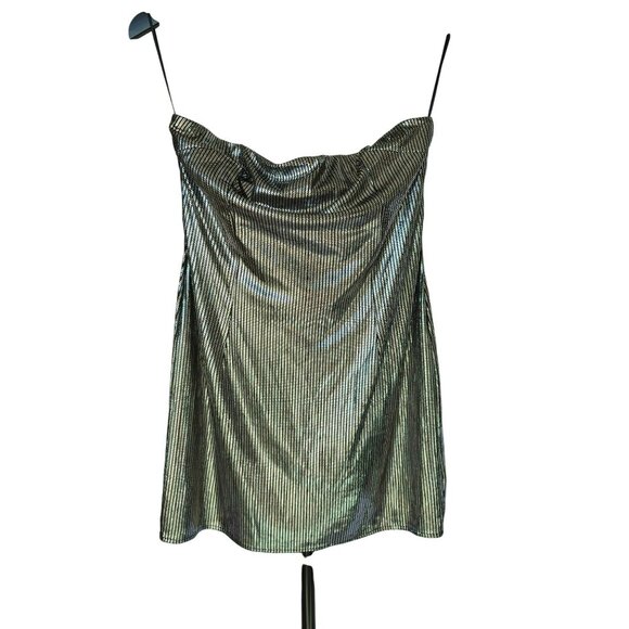 NWT Princess Polly Amelia Strapless Mini Dress US 8 Metallic Black - Picture 2 of 6